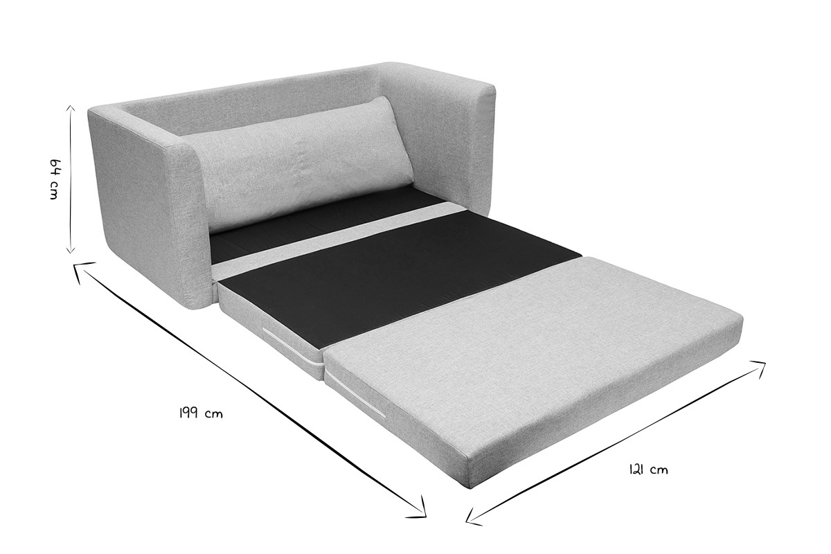 Zweisitzer-Schlafsofa in hellem grauen Stoff LEON